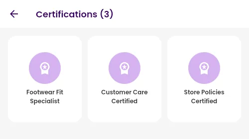 The Certifications page of a profile, with one tile for each certification that the learner passed.